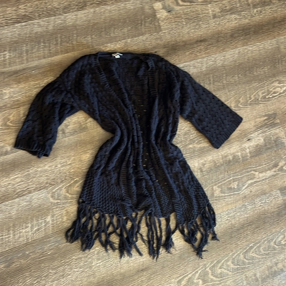 Black crochet cardigan